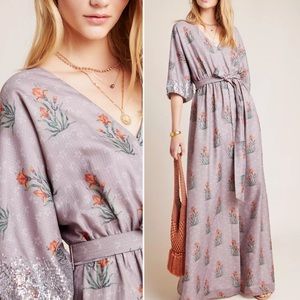 NWOT Anthropologie Sachin & Babi Isolde Sequined Tie-Waist Floral Maxi Dress